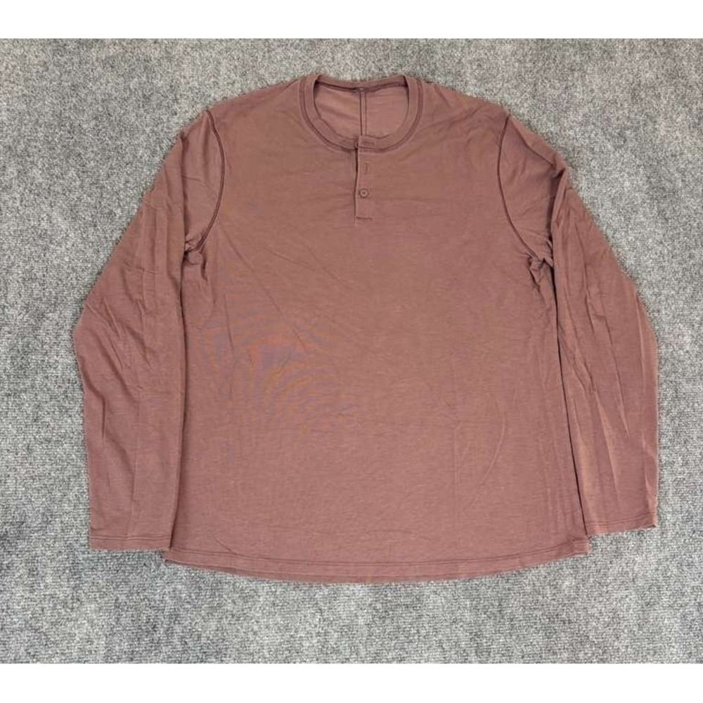 Lululemon Size Large Athleisure Henley Shirt Red/Burgundy Long Sleeve Button